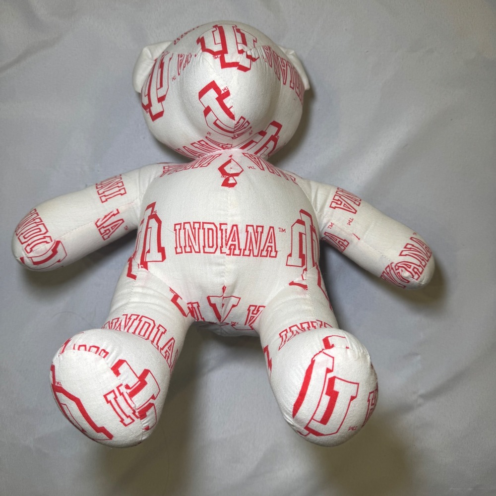 Indiana University Hoosiers Plush Teddy Bear All Over Logo Print Red White IU